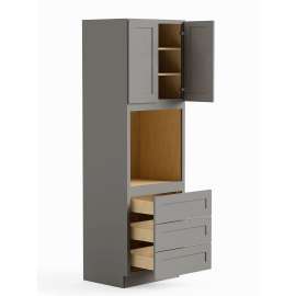 30-in x 24-in x 96-in Ready To Assemble Shaker Tall Oven Cabinet, Light Grey, O309624-RTA-FR01-LG
