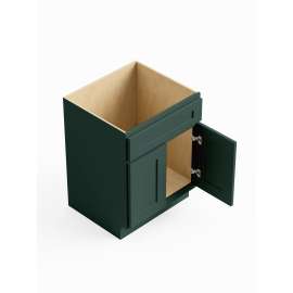 27-in x 24-in x 35-in Ready To Assemble Shaker Double Door Single Drawer Front Sink Base Cabinet, Green, SB27-RTA-FR01-GR