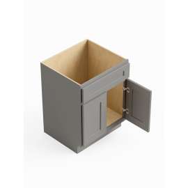 27-in x 24-in x 35-in Ready To Assemble Shaker Double Door Single Drawer Front Sink Base Cabinet, Light Grey, SB27-RTA-FR01-LG
