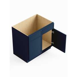 30-in x 24-in x 35-in Ready To Assemble Slim Shaker Double Door Double Drawer Front Sink Base Cabinet, Navy Blue, SB30-RTA-FR02-NB