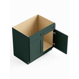 33-in x 24-in x 35-in Ready To Assemble Shaker Double Door Double Drawer Front Sink Base Cabinet, Green, SB33-RTA-FR01-GR