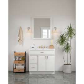 30-in x 34-in Slim Shaker Framed Vanity Mirror, White, VM3034-MR-FR02-WH