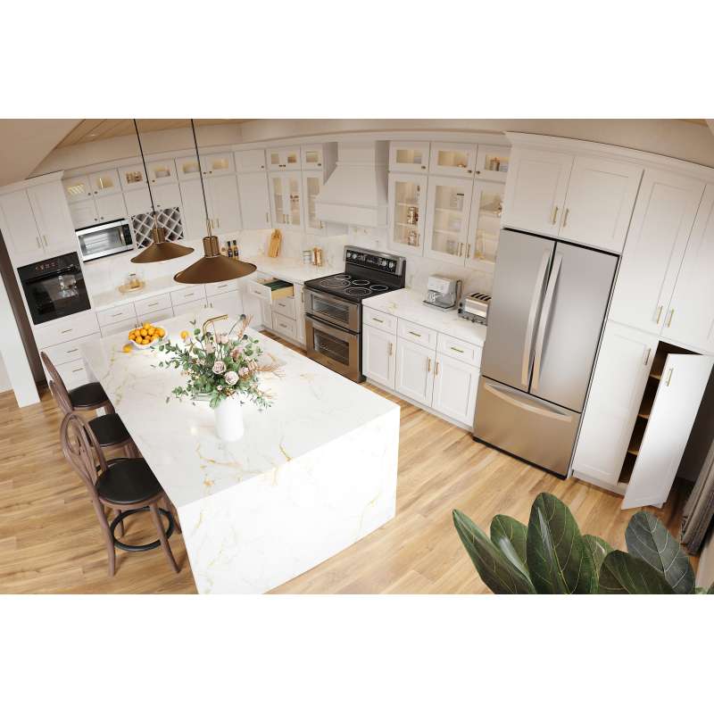42-in x 24-in x 35-in Ready To Assemble Shaker Double Door Double Drawer Base Cabinet, White, B42