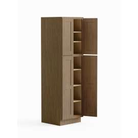 24-in x 24-in x 84-in Ready To Assemble Shaker Four Door Tall Utility Cabinet, Tan Wood, U248424-RTA-FR01-TW