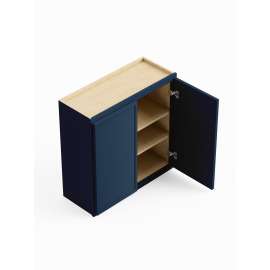 30-in x 12-in x 36-in Ready To Assemble Slim Shaker Double Door Wall Cabinet, Navy Blue, W3036-RTA-FR02-NB
