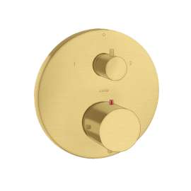 Axor Starck Thermostatic Trim With Volume Control And Diverter In Brushed Gold Optic, 10720251