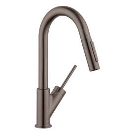 Axor Starck Prep Kitchen Faucet 2-Spray Pull-Down, 1.75 Gpm In Brushed Black Chrome, 10824341