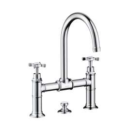 Axor Montreux 2-Handle Faucet 220 With Cross Handles And Pop-Up Drain, 1.2 Gpm In Chrome, 16510001