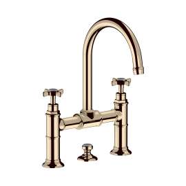 Axor Montreux 2-Handle Faucet 220 With Cross Handles And Pop-Up Drain, 1.2 Gpm In Polished Nickel, 16510831