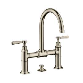 Axor Montreux 2-Handle Faucet 220 With Lever Handles And Pop-Up Drain, 1.2 Gpm In Polished Nickel, 16511831