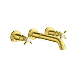 Axor Montreux Wall-Mounted Widespread Faucet Trim With Cross Handles, 1.2 Gpm In Brushed Gold Optic, 16532251