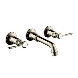 Axor Montreux Wall-Mounted Widespread Faucet Trim With Lever Handles, 1.2 Gpm In Polished Nickel, 16534831