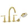 Axor Montreux 4-Hole Roman Tub Set Trim With Lever Handles And 1.8 Gpm Handshower In Brushed Gold Optic, 16555251