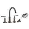 Axor Montreux 4-Hole Roman Tub Set Trim With Lever Handles And 1.8 Gpm Handshower In Brushed Black Chrome, 16555341