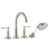 Axor Montreux 4-Hole Roman Tub Set Trim With Lever Handles And 1.8 Gpm Handshower In Brushed Nickel, 16555821