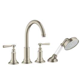 Axor Montreux 4-Hole Roman Tub Set Trim With Lever Handles And 1.8 Gpm Handshower In Brushed Nickel, 16555821