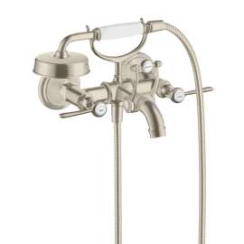 Axor Montreux 2-Handle Wall-Mounted Tub Filler With Lever Handles And 1.8 Gpm Handshower In Brushed Nickel, 16556821