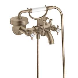 Axor Montreux 2-Handle Wall-Mounted Tub Filler With Cross Handles And 1.8 Gpm Handshower In Brushed Nickel, 16561821