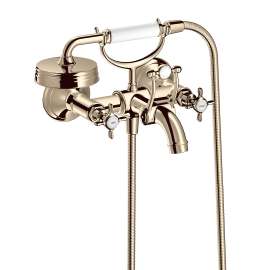 Axor Montreux 2-Handle Wall-Mounted Tub Filler With Cross Handles And 1.8 Gpm Handshower In Polished Nickel, 16561831