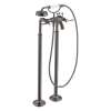 Axor Montreux 2-Handle Freestanding Tub Filler Trim With Lever Handles And 1.8 Gpm Handshower In Brushed Black Chrome, 16563341
