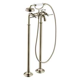 Axor Montreux 2-Handle Freestanding Tub Filler Trim With Lever Handles And 1.8 Gpm Handshower In Polished Nickel, 16563831