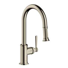 Axor Montreux Higharc Kitchen Faucet 2-Spray Pull-Down, 1.75 Gpm In Polished Nickel, 16581831