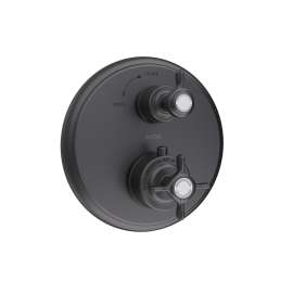 Axor Montreux Thermostatic Trim With Volume Control- Cross-Handle In Brushed Black Chrome, 16817341