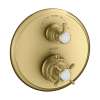 Axor Montreux Thermostatic Trim With Volume Control And Diverter- Cross-Handle In Brushed Gold Optic, 16820251