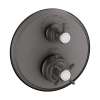 Axor Montreux Thermostatic Trim With Volume Control And Diverter- Cross-Handle In Brushed Black Chrome, 16820341