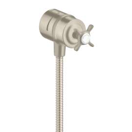 Axor Montreux Wall Outlet With Check Valves And Volume Control, Cross Handle In Brushed Nickel, 16882821
