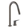 Axor Citterio M 2-Hole Single-Handle Kitchen Faucet 2-Spray Pull-Down, 1.75 Gpm In Brushed Black Chrome, 34822341
