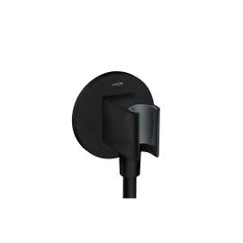 Axor Showersolutions Wall Outlet With Handshower Holder, Round In Matte Black, 36733671