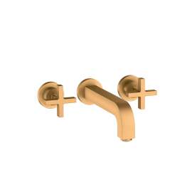 Axor Citterio Wall-Mounted Widespread Faucet With Cross Handles, 1.2 Gpm In Brushed Gold Optic, 39143251