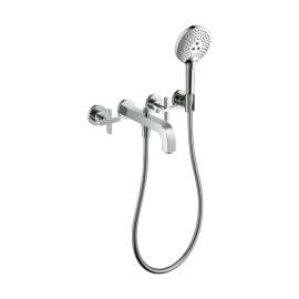 Axor Citterio 3-Hole Wall-Mounted Tub Trim With Handshower, 1.75 Gpm- Cross Handles In Chrome, 39447001