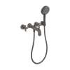 Axor Citterio 3-Hole Wall-Mounted Tub Trim With Handshower, 1.75 Gpm- Cross Handles In Brushed Black Chrome, 39447341