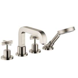 Axor Citterio 4-Hole Roman Tub Set Trim With Cross Handles And 1.75 Gpm Handshower In Brushed Nickel, 39461821