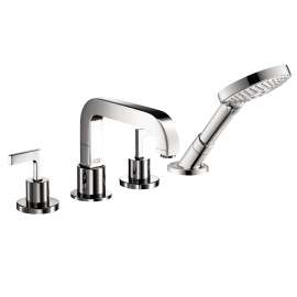 Axor Citterio 4-Hole Roman Tub Set Trim With Lever Handles And 1.75 Gpm Handshower In Chrome, 39462001