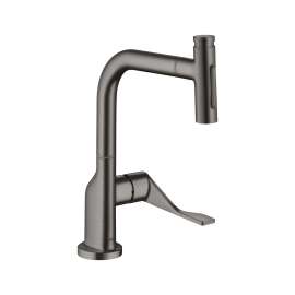 Axor Citterio Kitchen Faucet Select 2-Spray Pull-Out With Sbox, 1.75 Gpm In Brushed Black Chrome, 39862341