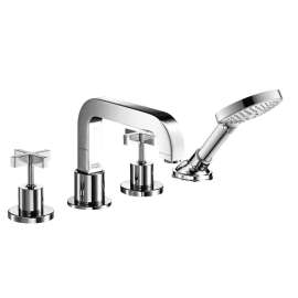 39461001-M Citterio 4-Hole Roman Tub Set Trim with Cross Handles and Handshower in Chrome