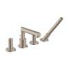 Axor Uno 4-Hole Roman Tub Set Trim With Zero Handles And 1.75 Gpm Handshower In Brushed Nickel, 45448821