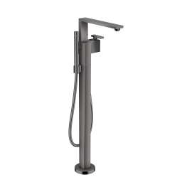 Axor Edge Freestanding Tub Filler Trim With 1.75 Gpm Handshower - Diamond Cut In Polished Black Chrome, 46441331