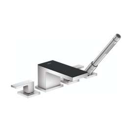 Axor Myedition 4-Hole Roman Tub Set Trim With 1.75 Gpm Handshower  / Black Glass