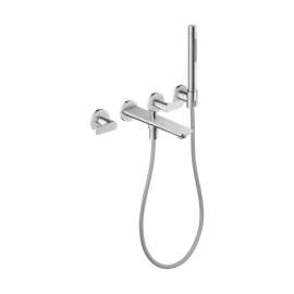 Axor Citterio C 3-Hole Wall-Mounted Tub Filler With 1.75 Gpm Handshower And Holder In Chrome, 49480001