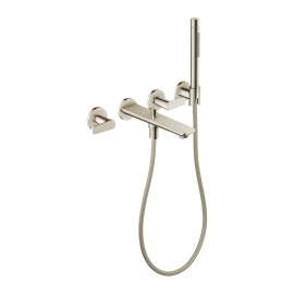 Axor Citterio C 3-Hole Wall-Mounted Tub Filler With 1.75 Gpm Handshower And Holder In Polished Nickel, 49480831