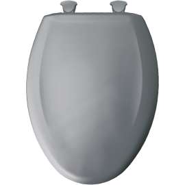 Plastic Elongated Slow-Close Toilet Seat in Country Grey