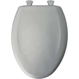 Plastic Elongated Slow-Close Toilet Seat in Ice Grey