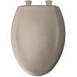 Plastic Elongated Slow-Close Toilet Seat in Fawn Beige
