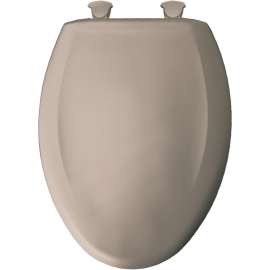 Plastic Elongated Slow-Close Toilet Seat in Fawn Beige
