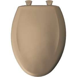 Plastic Elongated Slow-Close Toilet Seat in Sand