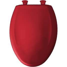 Plastic Elongated Slow-Close Toilet Seat in Red